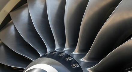 Close-up view of turbine blades showcasing advanced engineering and design precision representing