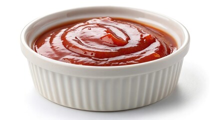 sauce in a ramekin isolated on white with clipping path