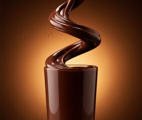 Golden Swirl Dynamic Macro Shot of Molten Chocolate Flow