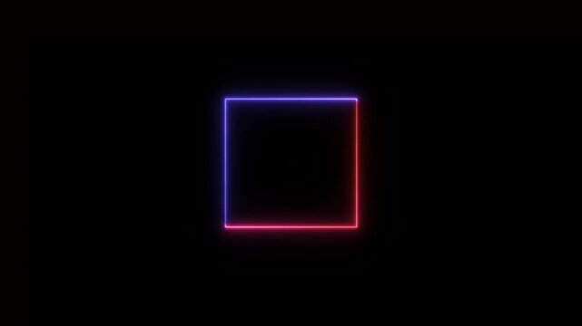 Neon rectangle, square frame, Neon lines frame animation l