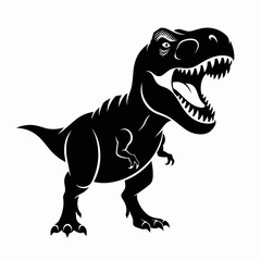 Fototapeta premium Tyrannosaurus Rex silhouette roaring with sharp teeth and claws.
