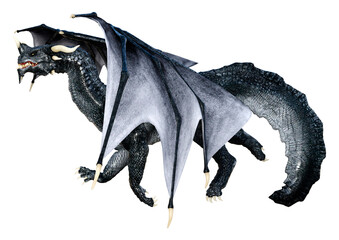 3D Rendering Fairy Tale Dragon on White