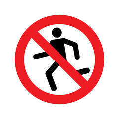 No running vector design prohibition safety sign standar ISO 7010
