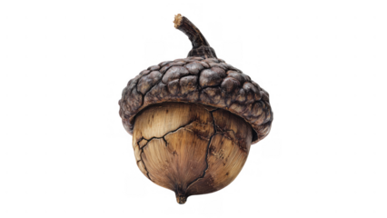 Textured acorn with cracked surface, created with AI, PNG