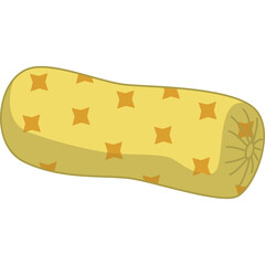 Yellow Cylindrical Pillow with Orange Star Pattern in a Transparent Background