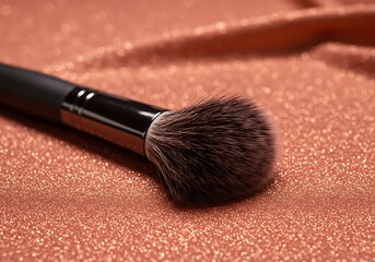 Makeup brush on textured surface for beauty and cosmetic applications