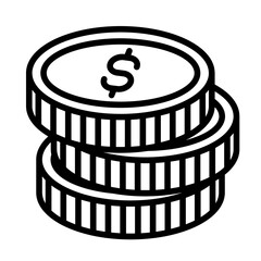 Minimalist Outline Stacked Coin Dollar Currency Payment Finance Icon