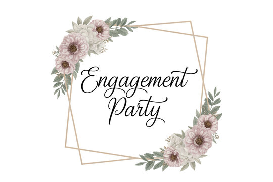 Beautifully designed elegant engagement party invitation with delicate floral accents and script typography perfect for celebrating love and new beginnings
