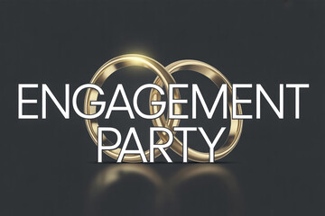 Elegant gold wedding bands symbolize love and commitment announcing an engagement party celebration with luxurious appeal for invitations and decor