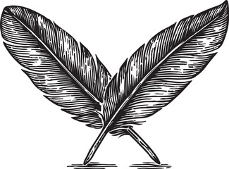  two crossed feathers engraving art © Clean Silhouette