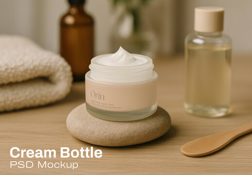 Elegant Skincare Product Cream Jar Mockup Psd