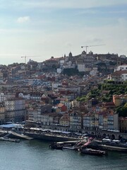  Aerial view of Porto’s colorful buildings along the Douro River with historic architecture