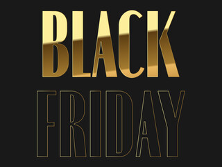 Stylish golden Black Friday lettering on a dark background. Shiny metallic finish, perfect for digital advertising, promo materials, and social media sale posts. Set of Black Friday sale backgrounds.