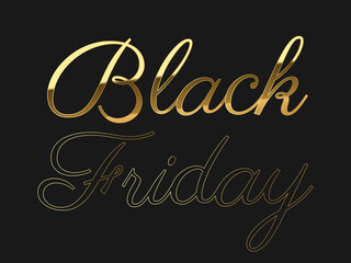 Chic golden handwritten Black Friday text on black background. Perfect for elegant marketing visuals, digital ads, and banners. Set of Black Friday sale backgrounds.
