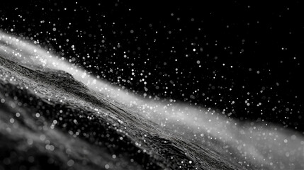 Dynamic splash of white powder in motion against dark background, concept of speed, energy, and artistic motion.