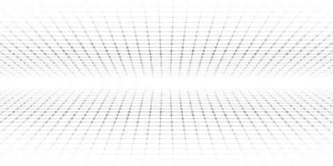 Technology wireframe landscape. Vector perspective grid. Digital space. Mesh on a white background modern