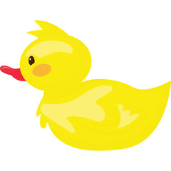 Yellow Duckling With Orange Cheeks And Red Beak Isolated On Transparent Background