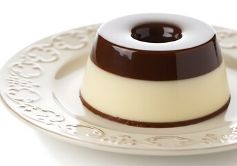 Delicious dessert food isolated on white plate background for culinary projects