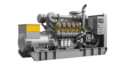 Large industrial generator set isolated on transparent background
