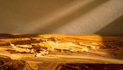 Oiled Oak Tabletop With Sunlight Rays