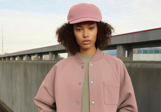 Stylish Urban Fashion Portrait, Jacket Mockup Psd