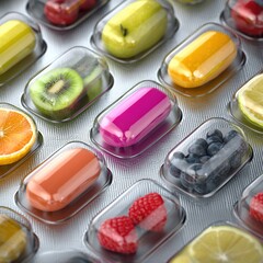 Fresh fruit vitamins in blister pack concept