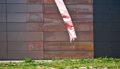 Pink Ribbon on Brushed Metal Wall