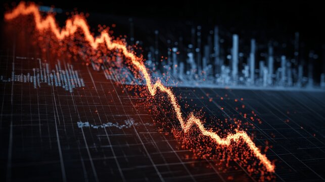 Dynamic Visual Representation of Financial Downtrend with Abstract Data Points and Graph Lines for Economic Analysis and Market Trends