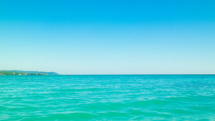 Fototapeta premium Blue water of Tyrrhenian sea in Vada, Tuscany, Italy.
