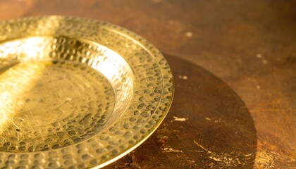 Hammered Brass Plate with Warm Glow