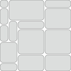 Diverse rounded rectangle shapes create an organized grid layout on a white background