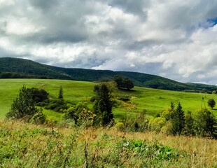 Dark clouds over top of Bieszczady Mountains. Storm is coming. © Jan