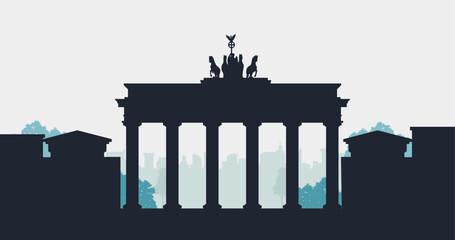 Berlin Germany skyline. Vector Brandenburg Gate. Trendy cityscape silhouette