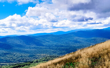 Dark clouds over top of Bieszczady Mountains. Storm is coming.