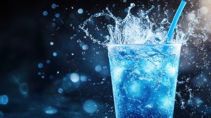 Refreshing blue soda splash