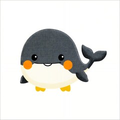 Cute minimalistic whale icon with smiling face and bright colors