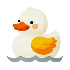 Cute minimalistic vector duck swimming in a calm blue wave