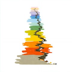 Minimalistic vector icon showing colorful cracks in a flat design