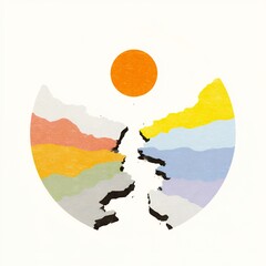 Minimalistic vector icon showcasing colorful cracks in design