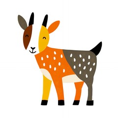 Colorful goat illustration in a minimalistic flat design style