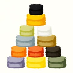 Colorful stacked jars creating a vibrant visual pyramid design