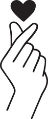  finger heart hand gesture with small heart line art illustration