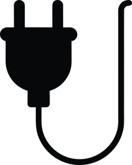 Electrical Power Plug Connector: Black Silhouette Icon for Energy Transfer, Appliance Connection