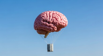 The isolated human brain with an arrow is a 3D medical illustration representing intelligence, science, and the concept of the mind's anatomy