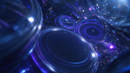 Obraz premium Abstract Time Concept With Multiple Clock Faces Dissolving In Blue Space Motion Blur Surreal Visualization