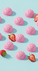 Pink rose petals background with sweet pink hearts suggests a colorful spring holiday celebration