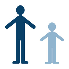 家族のつながりを象徴する大人と子供の並列シルエットイラスト