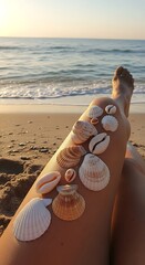 A young couple enjoys a tropical summer vacation, relaxing by the ocean shore on the sandy beach