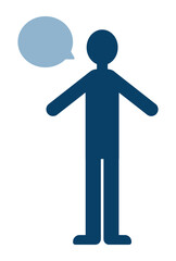 吹き出しで発言する全身人物のシルエットアイコン素材