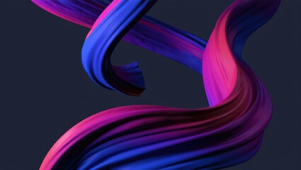 Abstract flowing gradient brushstroke on dark background for design element